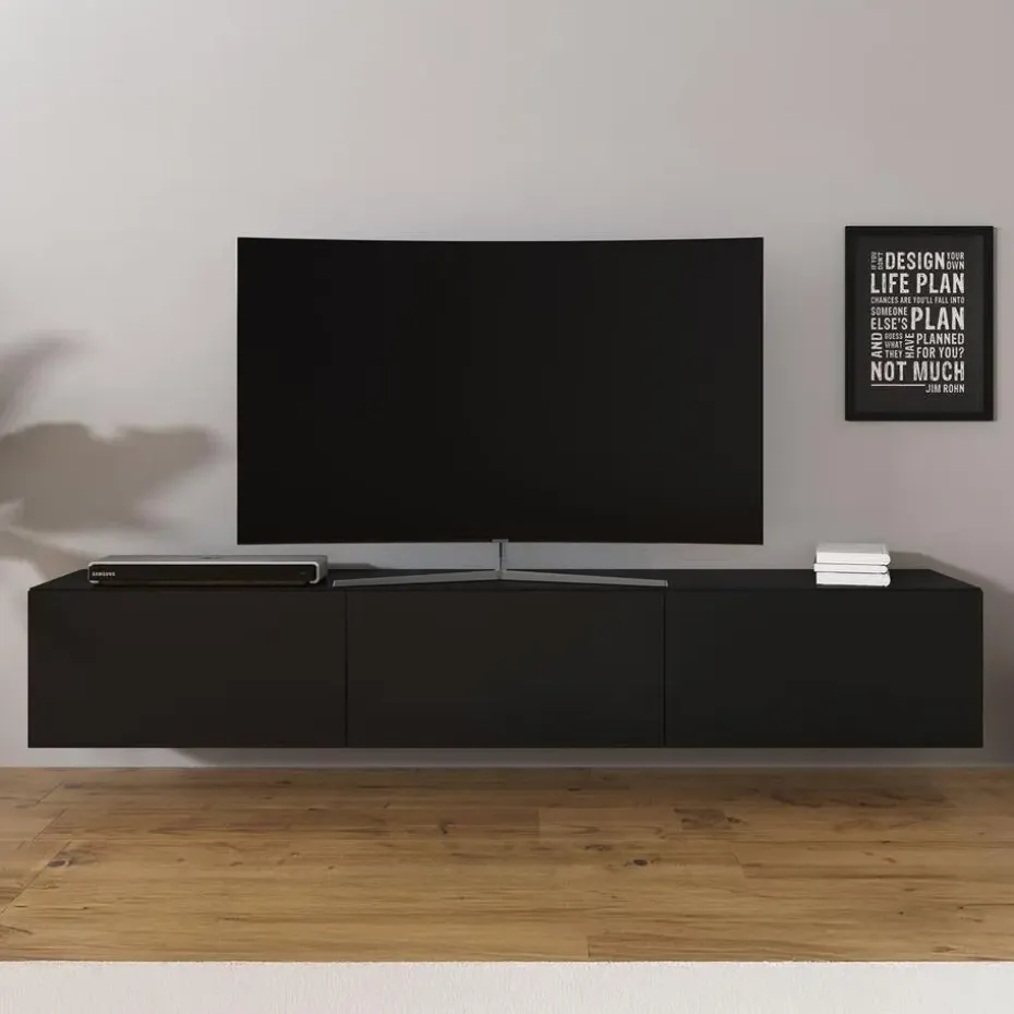 Meubella - TV-Meubel Bonzo - Mat Zwart - 180 cm