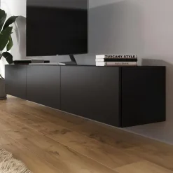 Meubella - TV-Meubel Bonzo - Mat Zwart - 180 cm