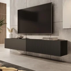 Meubella - TV-Meubel Caius - Zwart - 200 cm