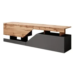 Meubella - TV-Meubel Canberra - Eiken - Antraciet - 160 cm