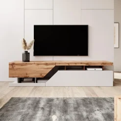 Meubella - TV-Meubel Canberra - Eiken - Wit - 200 cm