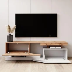 Meubella - TV-Meubel Canberra - Eiken - Wit - 160 cm
