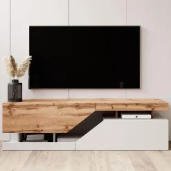 Meubella - TV-Meubel Canberra - Eiken - Wit - 160 cm