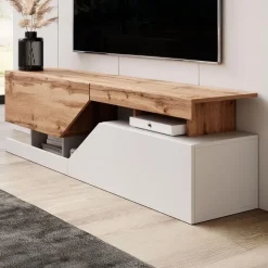 Meubella - TV-Meubel Canberra - Eiken - Wit - 160 cm