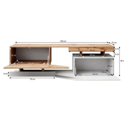 Meubella - TV-Meubel Canberra - Eiken - Wit - 160 cm