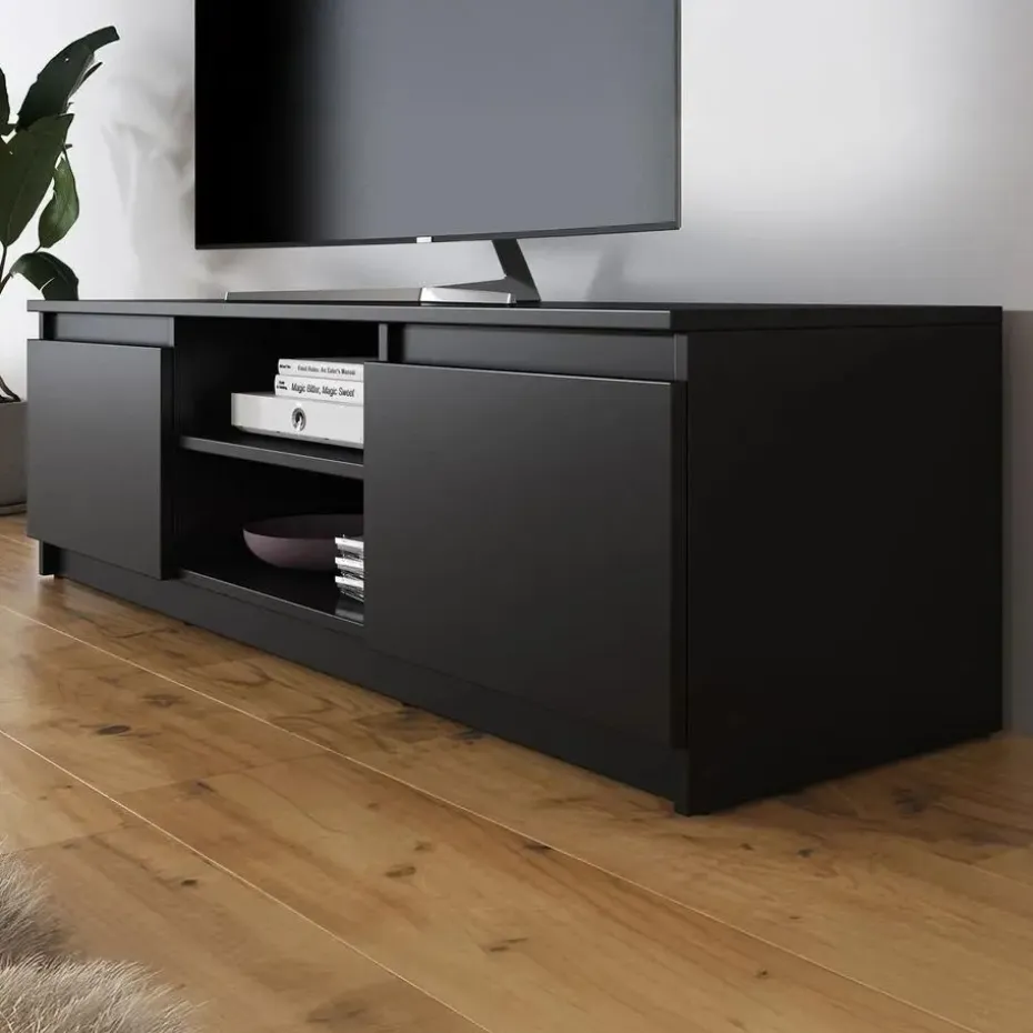 Meubella - TV-Meubel Diaz - Mat Zwart - 120 cm