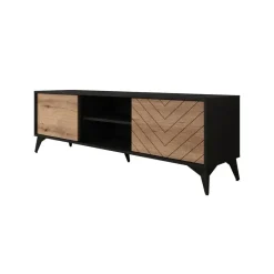 Meubella - TV-Meubel Dolores - Eiken - Zwart - 153 cm