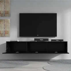 Meubella - TV-Meubel Flame - Mat Zwart - 160 cm