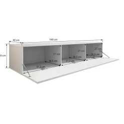 Meubella - TV-Meubel Flame - Mat Zwart - 160 cm