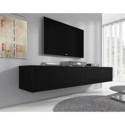 Meubella - TV-Meubel Flame XL - Mat Zwart - 180 cm
