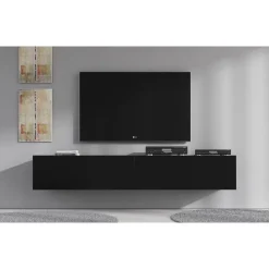 Meubella - TV-Meubel Flame XL - Mat Zwart - 180 cm