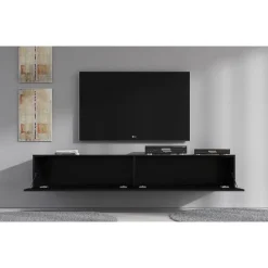 Meubella - TV-Meubel Flame XL - Mat Zwart - 180 cm