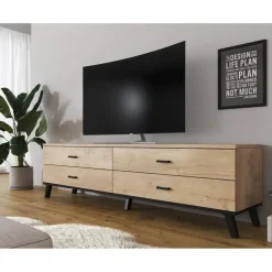 Meubella - TV-Meubel Jenny - Eiken - Zwart - 181 cm