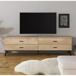 Meubella - TV-Meubel Jenny - Eiken - Zwart - 181 cm