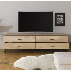 Meubella - TV-Meubel Jenny - Eiken - Zwart - 181 cm