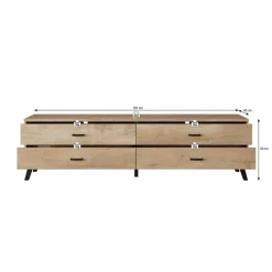 Meubella - TV-Meubel Jenny - Eiken - Zwart - 181 cm