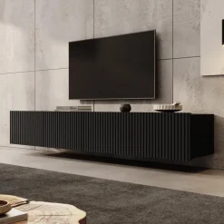 Meubella - TV-Meubel Kenderes - Zwart - 200 cm