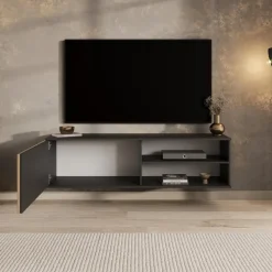 Meubella - TV-Meubel Marbella - Zwart - 150 cm