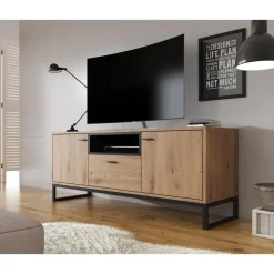Meubella - TV-Meubel Ozzy - Eiken - Zwart - 135 cm
