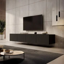 Meubella - TV-Meubel Pepinos - Mat zwart - 200 cm