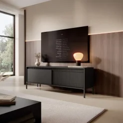 Meubella - TV-Meubel Saran - Mat zwart - 153 cm