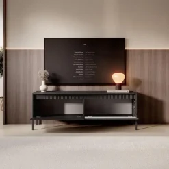 Meubella - TV-Meubel Saran - Mat zwart - 153 cm
