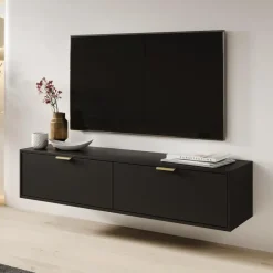 Meubella - TV-Meubel Silas - Zwart - 140 cm