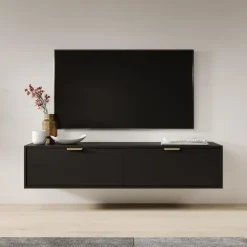 Meubella - TV-Meubel Silas - Zwart - 140 cm