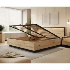 Meubella - Tweepersoonsbed Quarry - Eiken - 180x200 cm