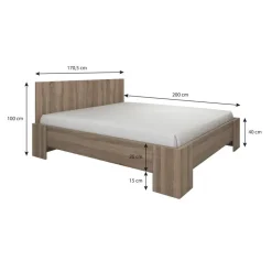 Meubella - Tweepersoonsbed Monaco - Eiken - 160x200 cm