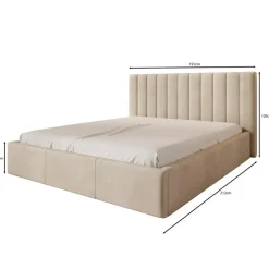 Meubella - Tweepersoonsbed Chief - Grijs - Velvet - 180x200 cm