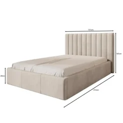 Meubella - Tweepersoonsbed Chief - Beige - Velvet - 140x200 cm