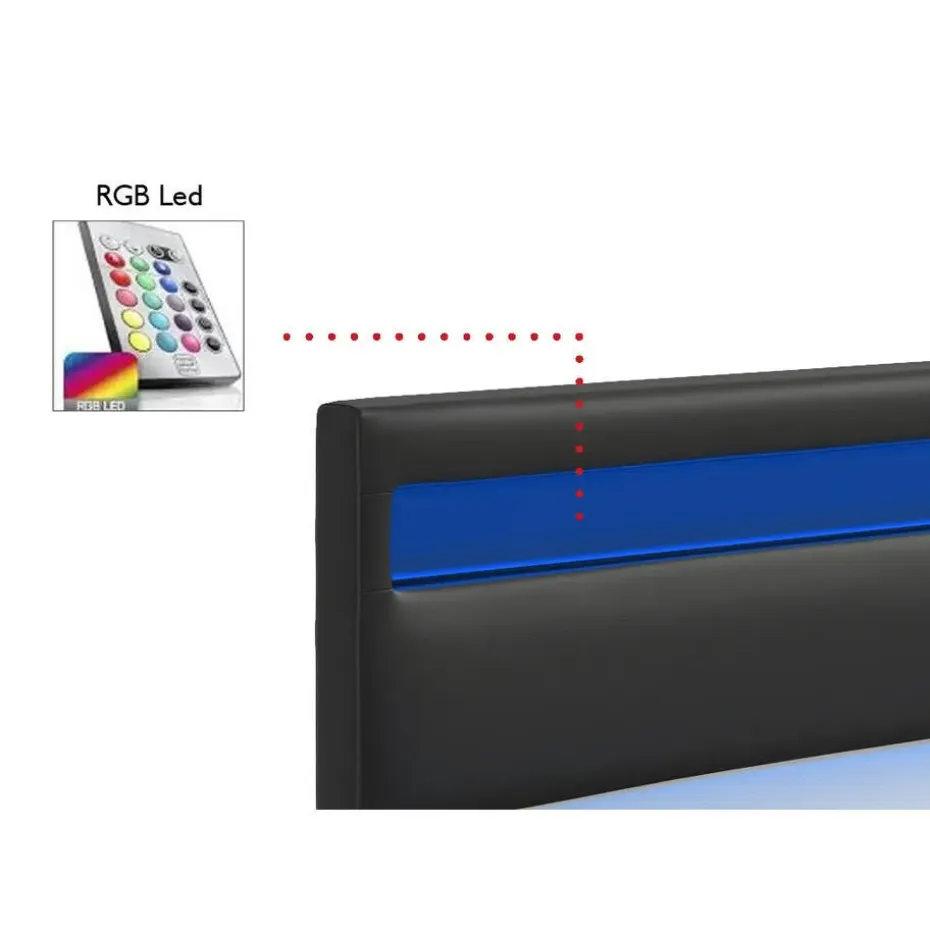 Meubella - Tweepersoonsbed Paris - Zwart - 160x200 cm