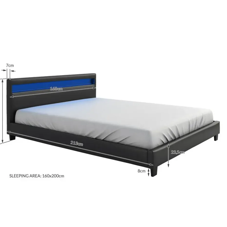 Meubella - Tweepersoonsbed Paris - Zwart - 160x200 cm