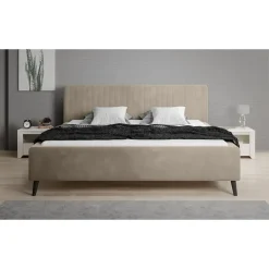 Meubella - Tweepersoonsbed Jackson - Beige - Velvet - 180x200 cm
