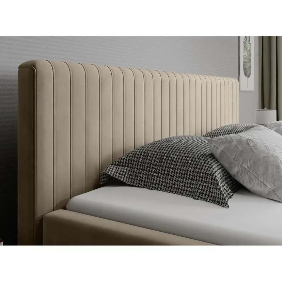 Meubella - Tweepersoonsbed Jackson - Beige - Velvet - 180x200 cm