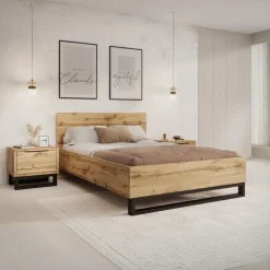 Meubella - Tweepersoonsbed Harlow - Eiken - 140x200 cm