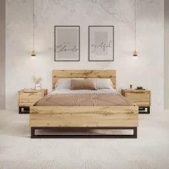 Meubella - Tweepersoonsbed Harlow - Eiken - 140x200 cm