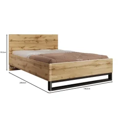 Meubella - Tweepersoonsbed Harlow - Eiken - 140x200 cm