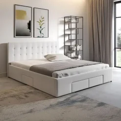 Meubella - Tweepersoonsbed Milo - Wit - 140x200 cm