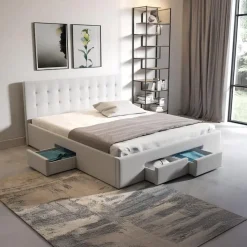 Meubella - Tweepersoonsbed Milo - Wit - 140x200 cm