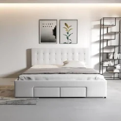 Meubella - Tweepersoonsbed Milo - Wit - 140x200 cm