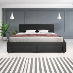 Meubella - Tweepersoonsbed Suente - Zwart - 180x200 cm