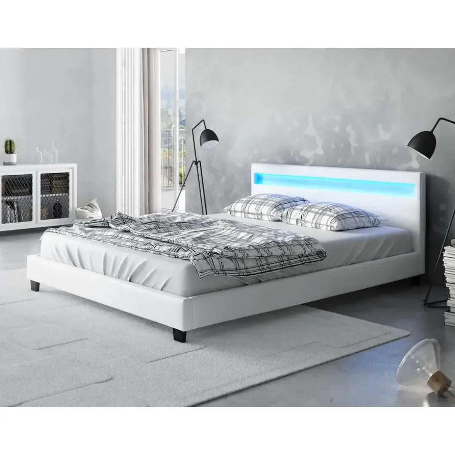 Meubella - Tweepersoonsbed Paris - Wit - 140x200 cm