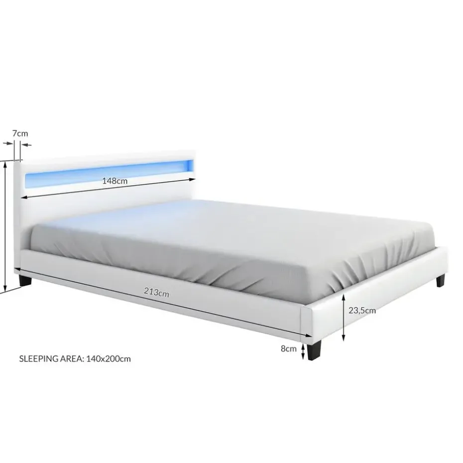 Meubella - Tweepersoonsbed Paris - Wit - 140x200 cm