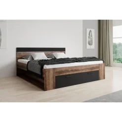 Meubella - Tweepersoonsbed Brown - Zwart - Eiken - 180x200 cm
