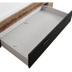 Meubella - Tweepersoonsbed Brown - Zwart - Eiken - 180x200 cm