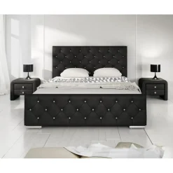 Meubella - Tweepersoonsbed Aventura Diamond - Zwart - 140x200 cm