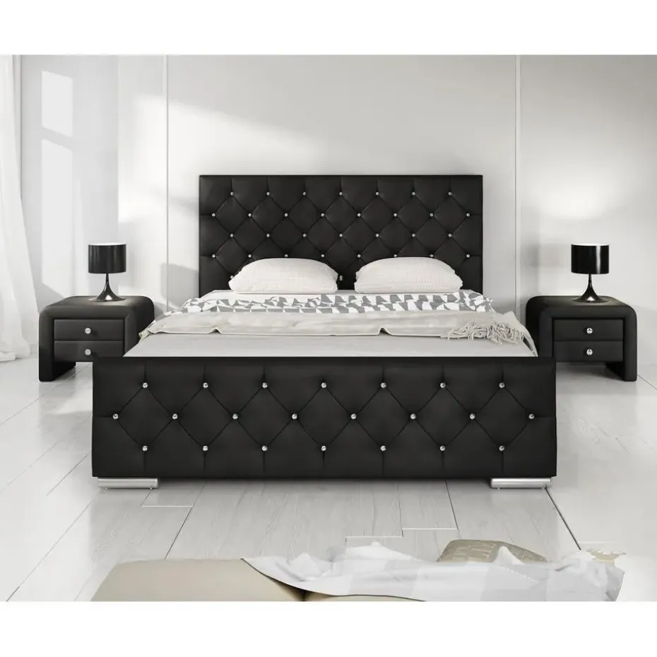 Meubella - Tweepersoonsbed Aventura Diamond - Zwart - 140x200 cm