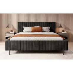 Meubella - Tweepersoonsbed Ventum - Zwart velvet - 180x200 cm